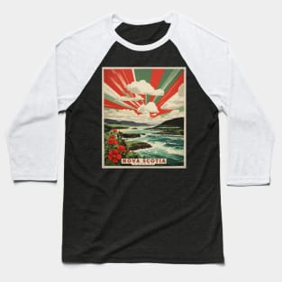 Nova Scotia Canada Vintage Poster Tourism Baseball T-Shirt